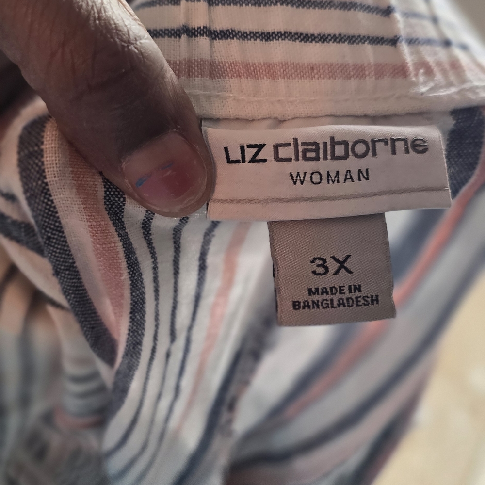 Liz Claiborne Striped Wide Leg Pants - Blue, Pink, White